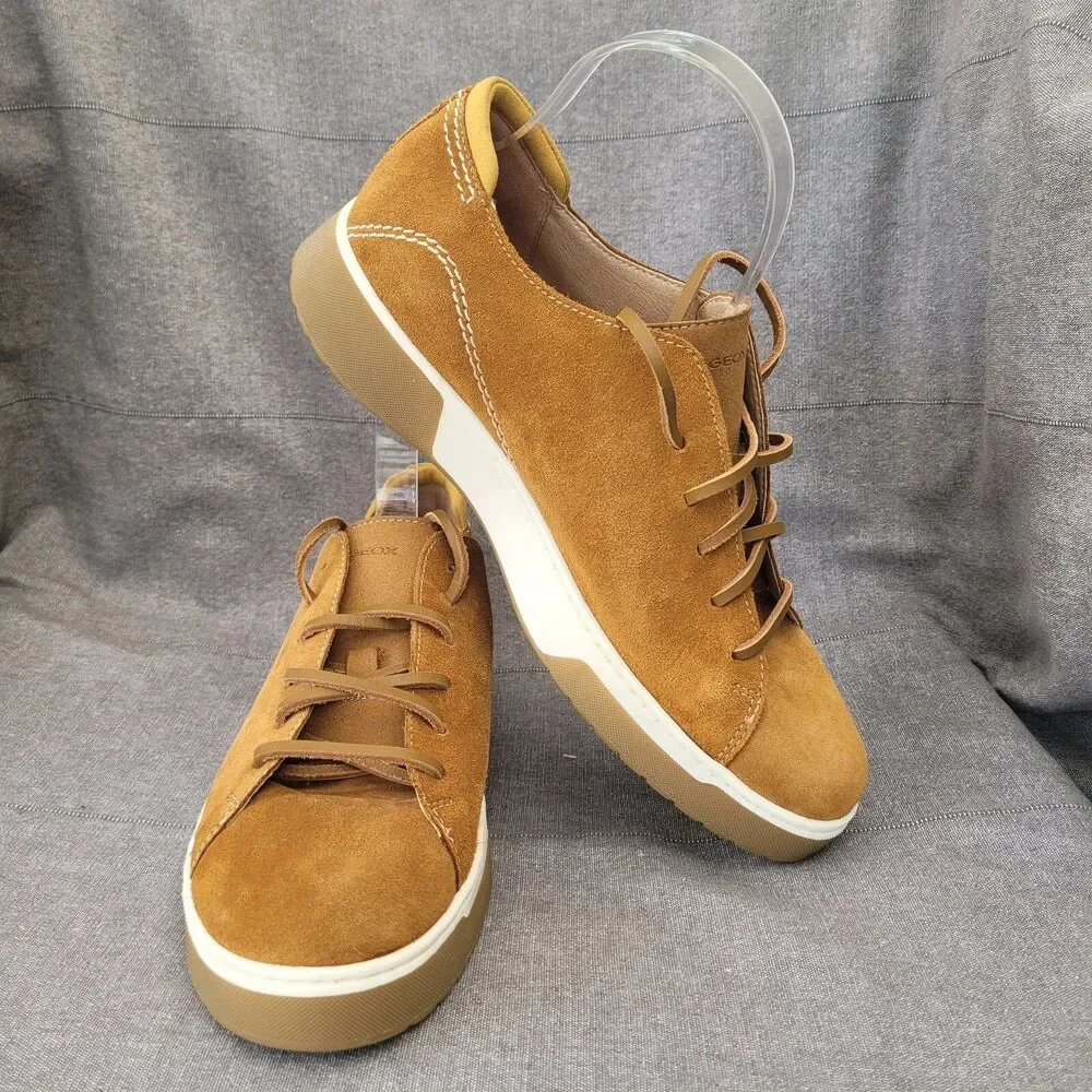 Geox Kapha Suede Sneaker Low Top Dark Yellow Size 41 Or 27cm